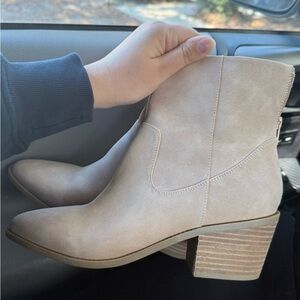 DV by Dolce Vita Cream Ankle Booties with Suede Finish